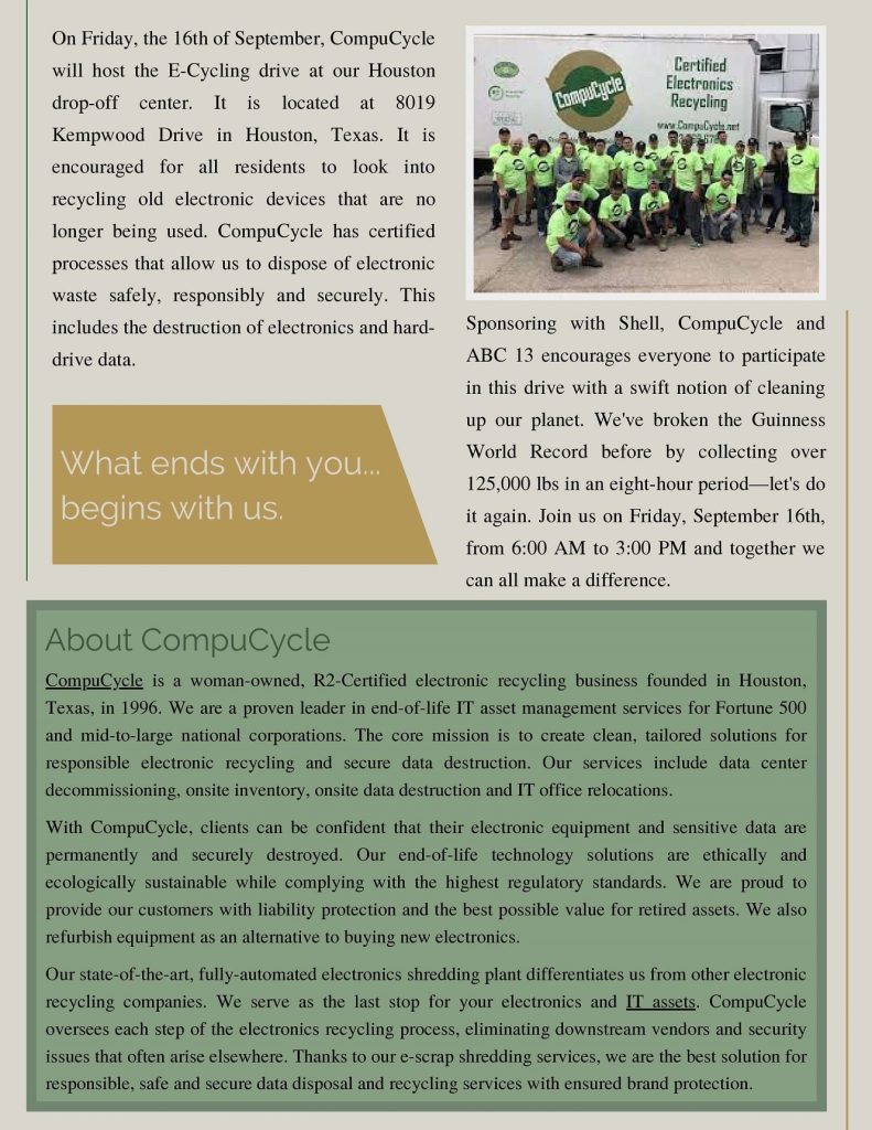 Be Part of the Solution and Join KTRK-ABC 13 & CompuCycle to Make a ...