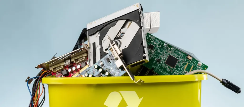 ewaste in an electronic recycling bin compucycle