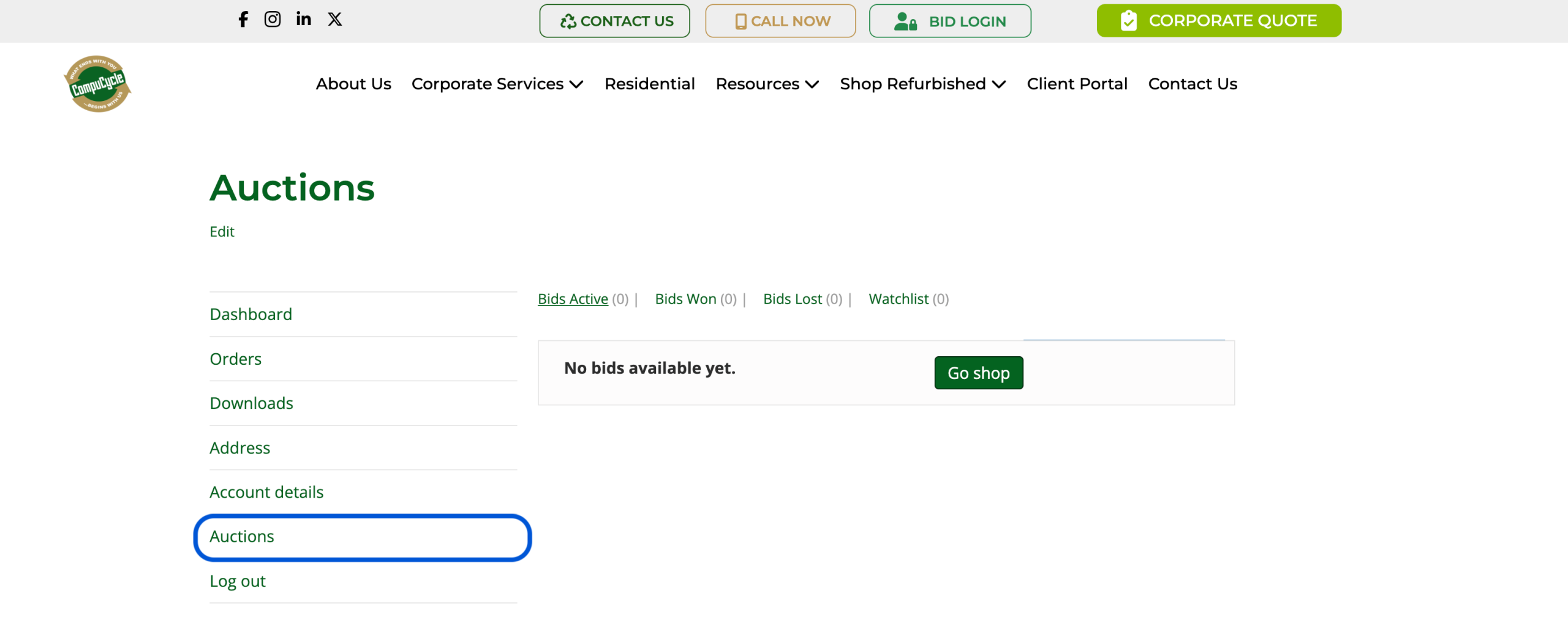 auctions bids active bids won bids lost watchlist compucycle auctions bids active bids won bids lost watchlist compucycle