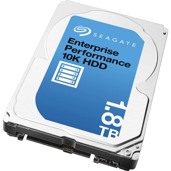 Seagate ST1800MM0018 1.8TB SAS enterprise hard drive, top view showing label and connectors