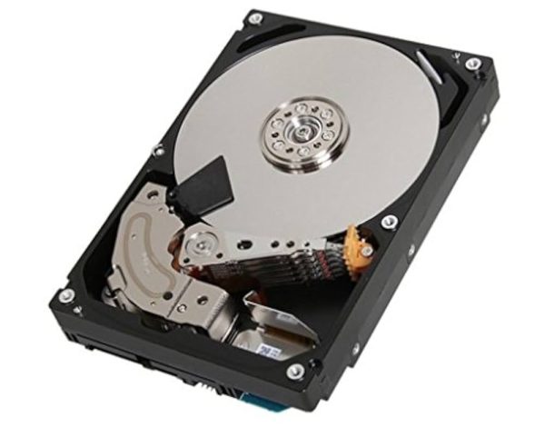 Toshiba MG04SCA40EN 4TB SAS enterprise hard drive, top view showing label and connectors refurbished by CompuCycle